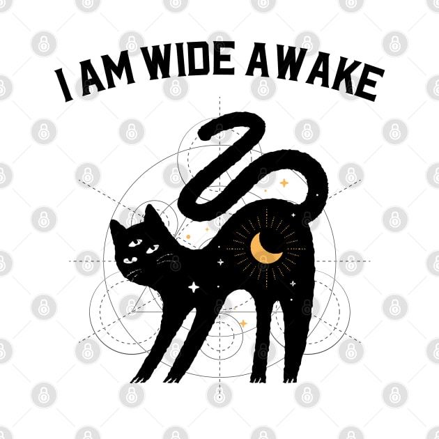 I Am Wide Awake Third Eye Black Cat by TayaDesign