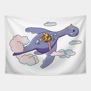 Chicks riding flying dragon Tapestry