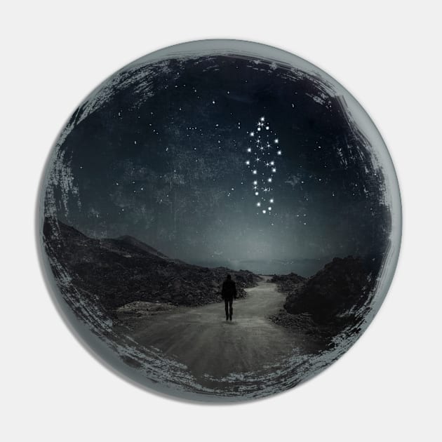 Star Man - Surreal Landscape With Man As Constellation Pin by DyrkWyst