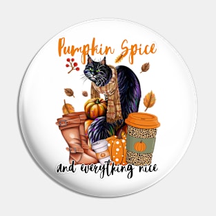 Cute Cat  Pumpkin Spice Cat Lover Fall Pin