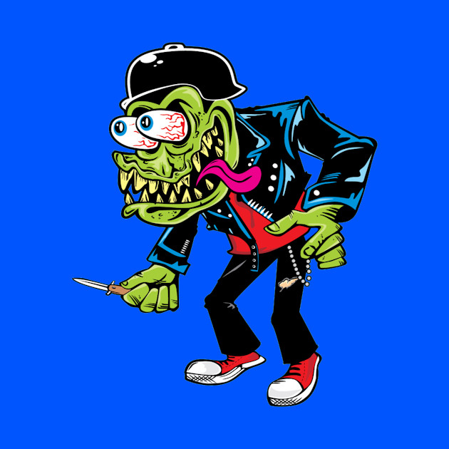 MONSTER GREASER HOTROD ILLUSTRATION WITH KNIFE RAT FINK STYLE VINTAGE - Monster - Phone Case