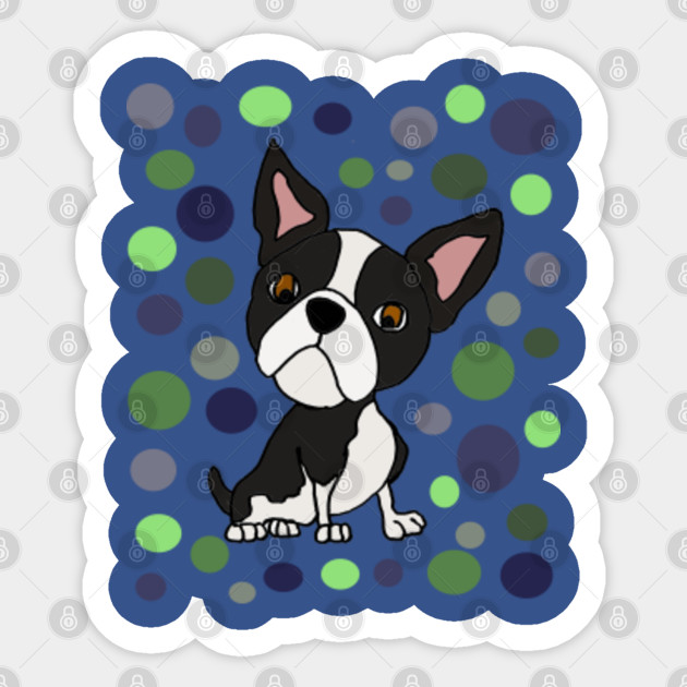 Cute Boston Terrier Dog And Circle Pattern Art Boston Terrier