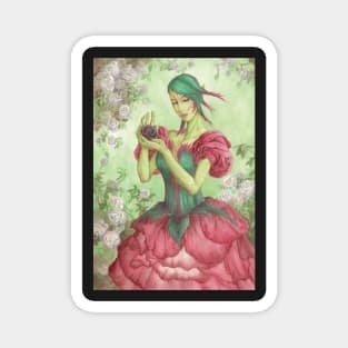 Rose Seelie Faerie Fairy Art Floral Flower Woman Olde Fae Game Art Magnet