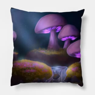 Hidden Mushroom Forest - Night Pillow