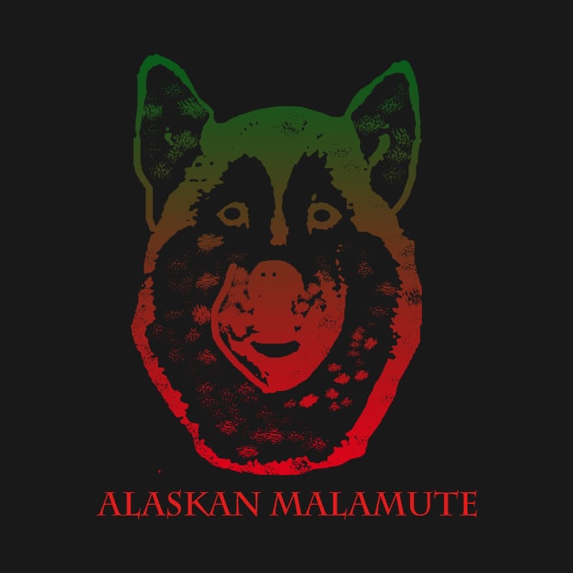 The alaskan malamute head is red, Green, by best seller shop