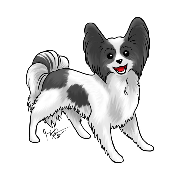 Dog - Papillon - Black and White by Jen's Dogs Custom Gifts and Designs