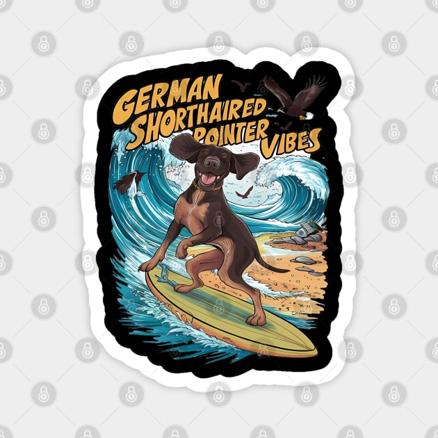 Wave Rider German Shorthaired Pointer Surfing Magnet by coollooks