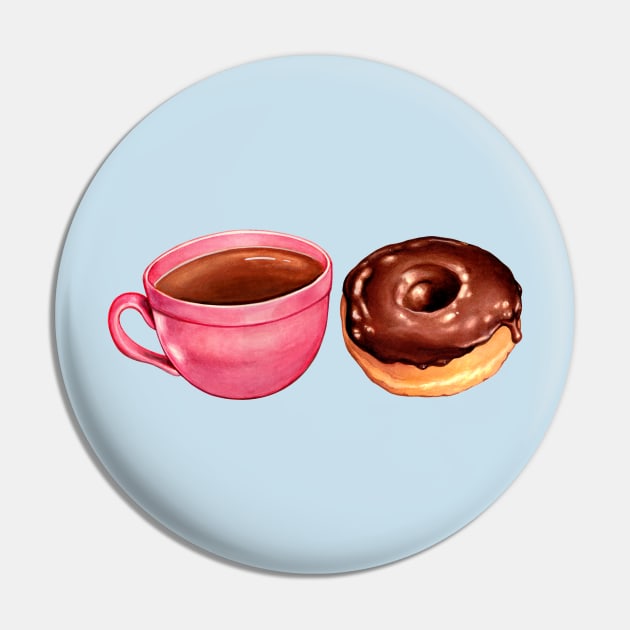 Coffee & Chocolate Donut Pin by KellyGilleran