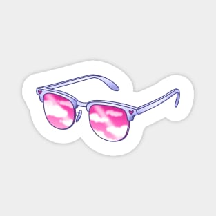 Blue sunglasses with pink sky lenses Magnet