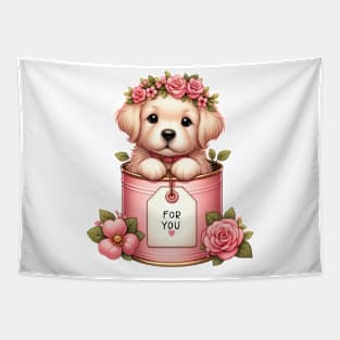 Valentine Golden Retriever Dog For You Tapestry