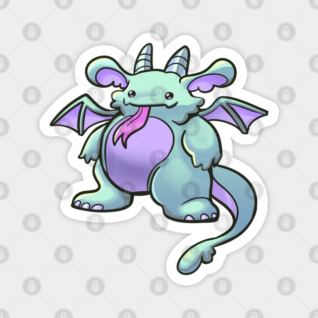 Green and Purple Baby Round Dragon Magnet by evumango