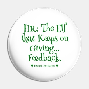 Human Resources Christmas Elf Feedback Frenzy Pin