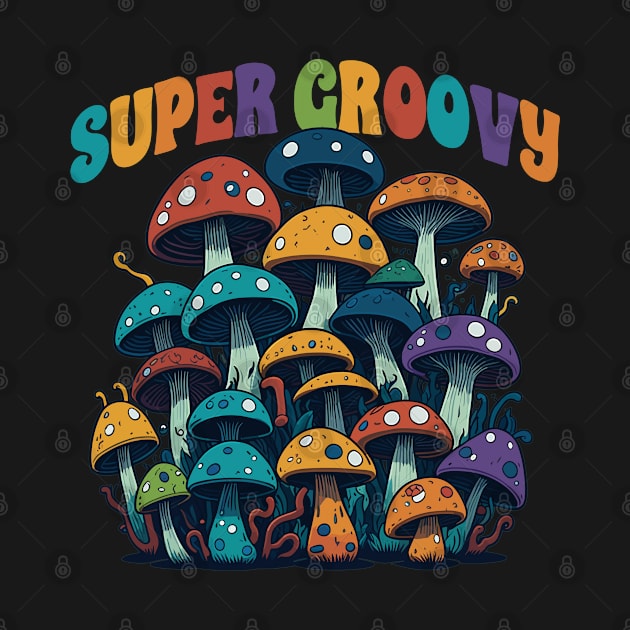 Funny Super Groovy Mushrooms by MintaApparel