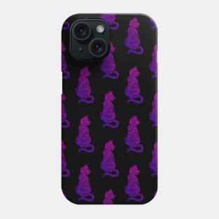 Purple Mandala Cats on Black Pattern Phone Case