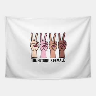 Female hands with peace sign Tapestry