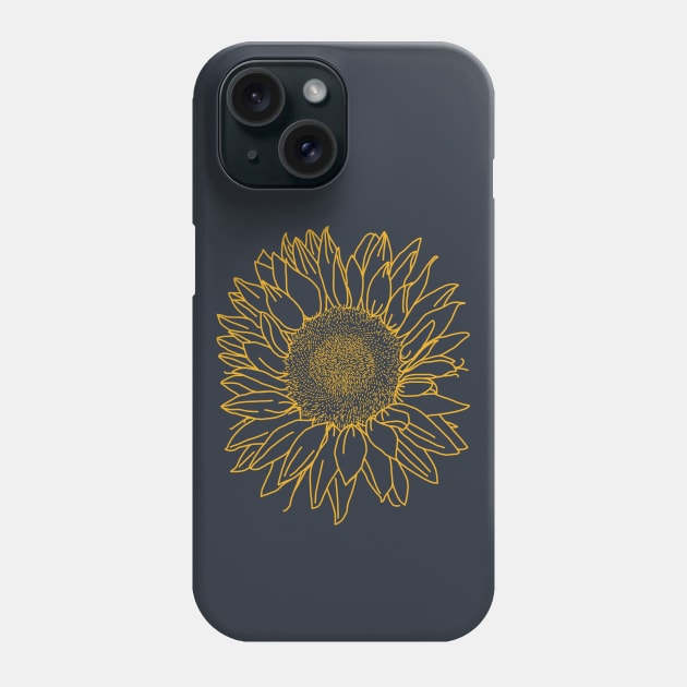 Sunflower Yellow Line Drawing Phone Case by ellenhenryart