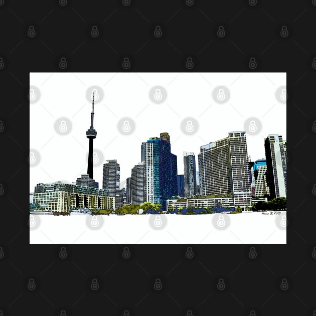 Toronto Skyline Graphic with CN Tower by ninasilver