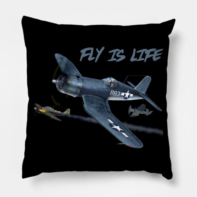 Airplane Pilot Shirts - Corsair Supermarine Pillow by Pannolinno