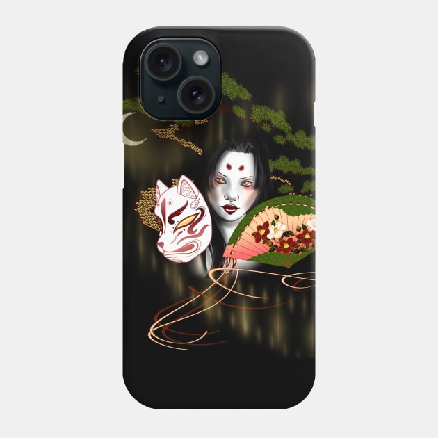 Kitsune fox shifting in the night Phone Case by Blacklinesw9