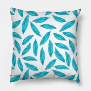 Blue watercolor feather pattern design Pillow