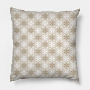 Bright Light Brown, Dark Tan, Winter White Snowflakes Pattern Pillow