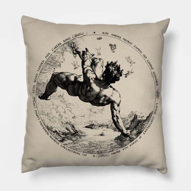 Phaeton - Hendrick Goltzius, Icarus, Greek Mythology, Aesthetic, Goth Pillow by SpaceDogLaika