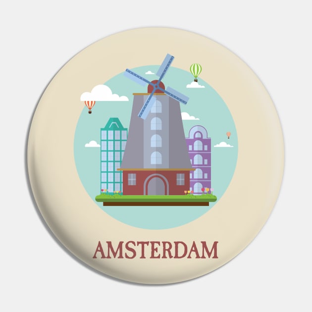 Amsterdam Netherland Tourist Place Traveller Visitors Pin by PatrioTEEism