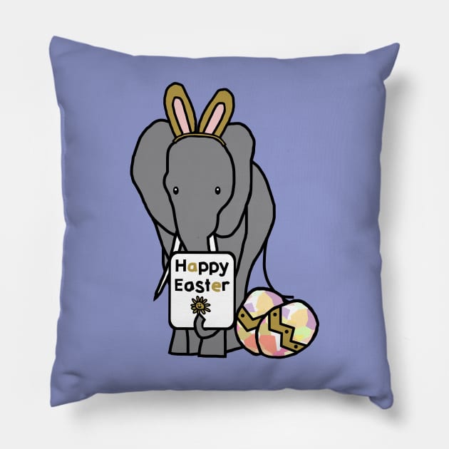 Happy Easter Bunny Ears on an Elephant Pillow by ellenhenryart