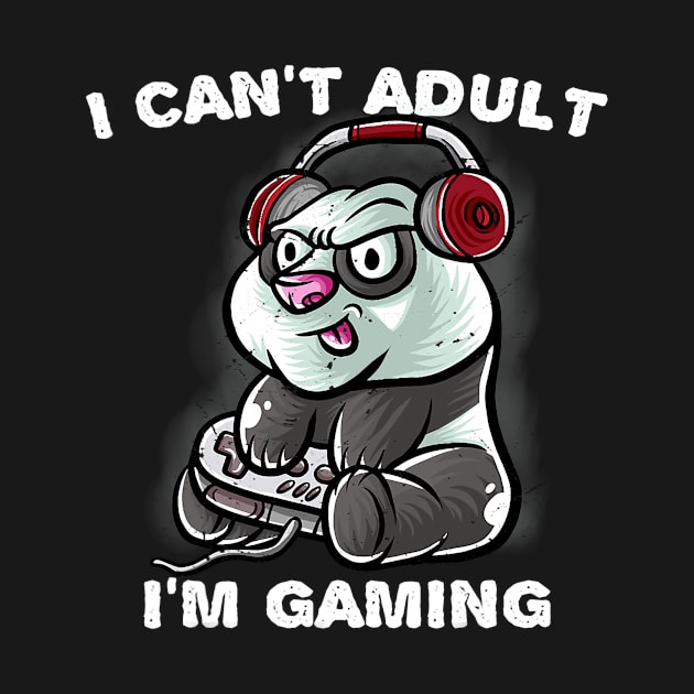 I Cant Adult Im Gaming Introvert Gamer Nerd Panda Bear by omorihisoka