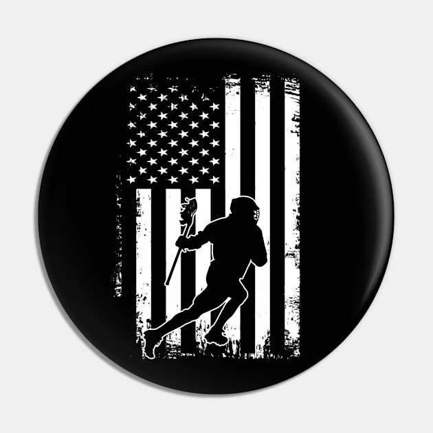 Lacrosse Player USA American Flag Pin by Visual Vibes