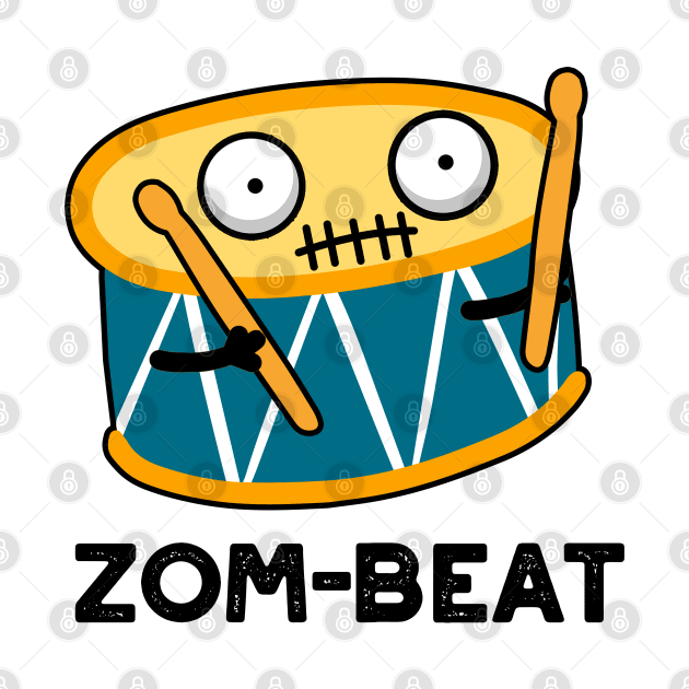 Zom-beat Cute Halloween Zombie Drum Pun by punnybone