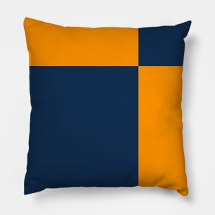 Two Colored Off Centered Square Pattern - Blue and Orange - Abstract and Minimal Throw Pillow