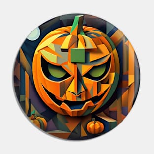 Cubist Halloween Jack O Lantern Pumpkin Pin