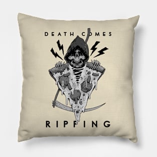 Death Comes Ripping - the colorless edition Pillow