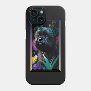 Affenpinscher Vibrant Tropical Flower Tall Digital Oil Painting Portrait Phone Case