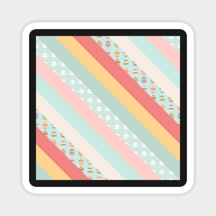 Easter Bunny and Easter Egg Striped Pattern Magnet