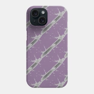 Dark gray oblique stripes on a lilac background, abstraction Phone Case