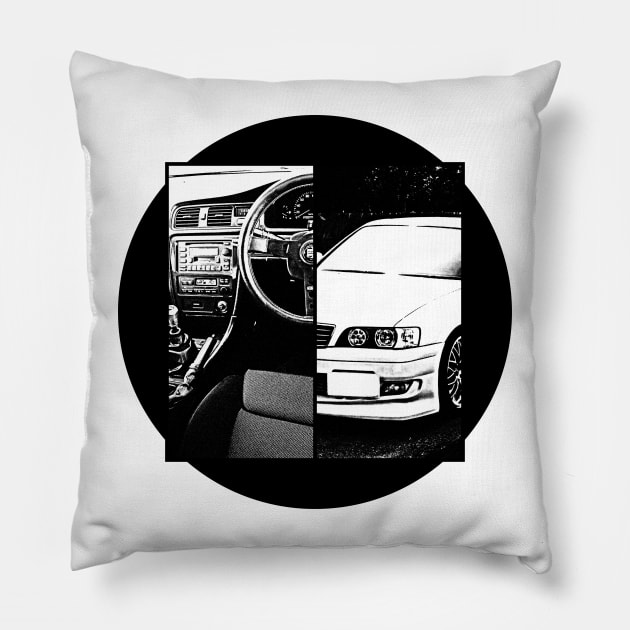 TOYOTA CHASER JZX100 Black 'N White 5 Pillow by Cero