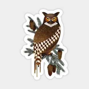 Horned Owl in the Pines Magnet