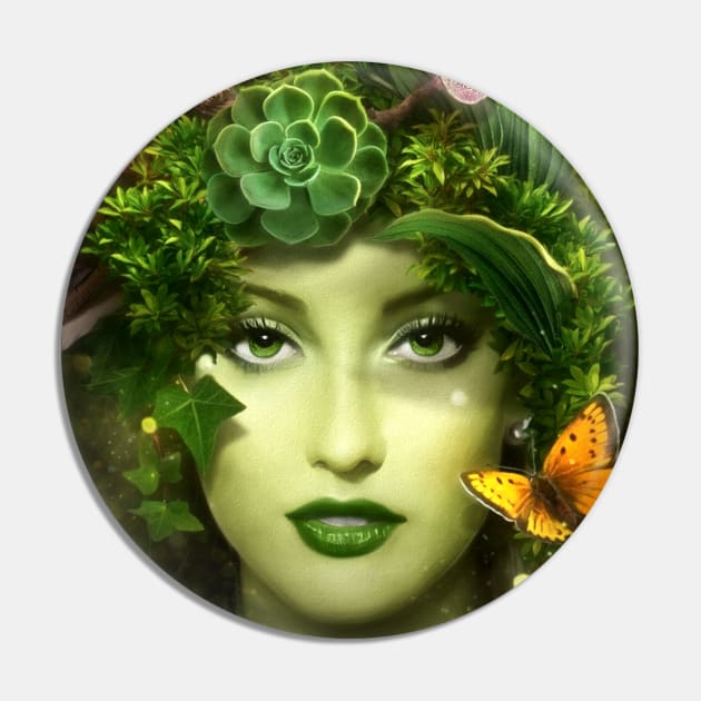 Green Goddess Dryad Fantasy Pin by OrionLodubyal