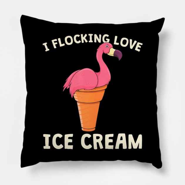 Pink Flamingo Ice Cream Cone Waffle Summer Love Pillow by mccloysitarh