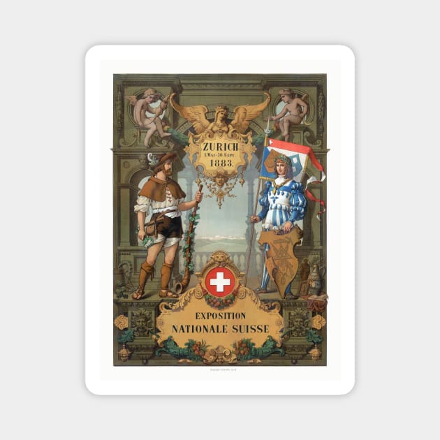 Zurich 1883 Exposition Nationale Suisse Vintage Poster Magnet by vintagetreasure