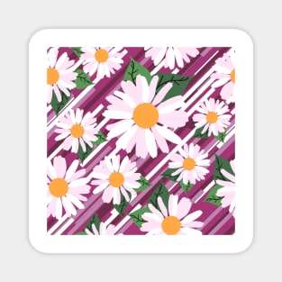 Beautifull Daisy Flower And Diagonal Line Magnet