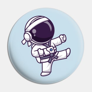 Cute Astronaut Karate Cartoon Pin