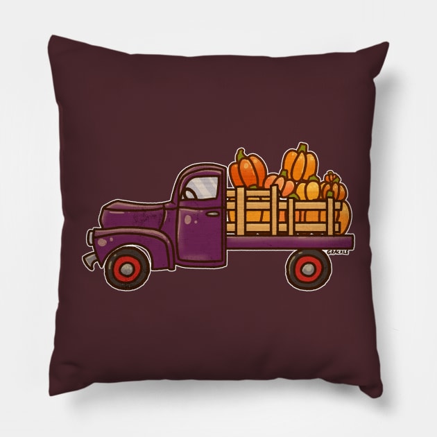 Pickup A Pumpkin! (Purple Version) Pillow by Jan Grackle