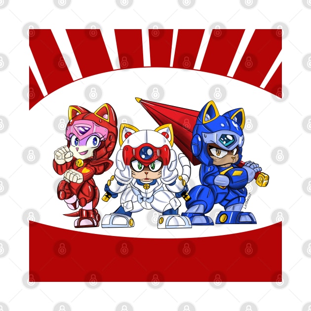 samurai pizza cats ecopop art in japan style by jorge_lebeau