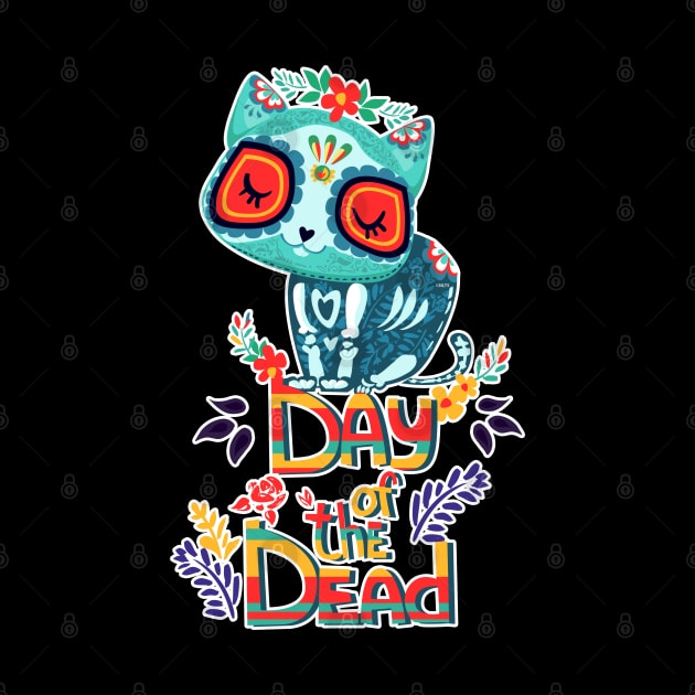 Sugar Skull Cat Day of the Dead Dia de los Muertos Cute by creative