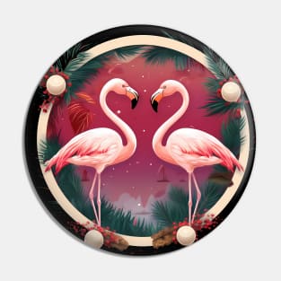 Flamingo Flock Sunset, Xmas,  Love Flamingos Pin