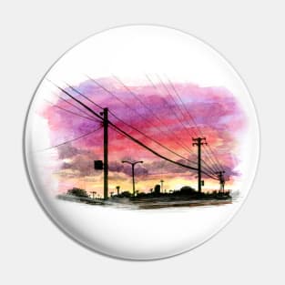 Power Line Sunset Pin