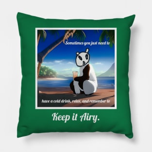 Keep it Airy: Panda relaxing on the beach Pillow